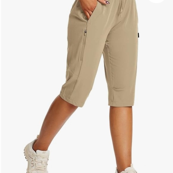 Balesf Women's Tan Capri Pants with Zip Pockets. Waist 17-22”, Size XL, NWT** - Picture 2 of 2